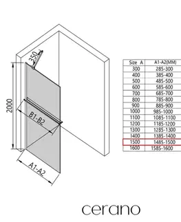 Sprchové dvere CERANO - Sprchová zástena Walk-in Onyx YL/P - 8 mm + polička/držiak na uteráky - čierna matná, bronzové sklo - 150x200 CER-689419