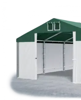 Záhrada Skladový stan 5x10x2,5m strecha PVC 560g/m2 boky PVC 500g/m2 konštrukcie ZIMA PLUS Zelená Bílá Šedá