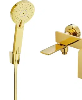Kúpeľňové batérie MEXEN/S - Zero SET vaňová batéria s príslušenstvom R40, zlatá 7113R40-50