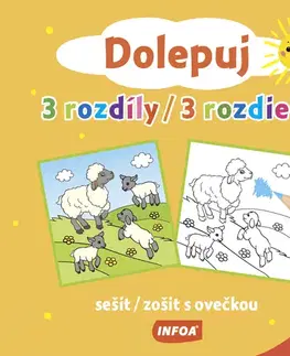 Pre deti a mládež - ostatné Dolepuj 3 rozdíly / 3 rozdiely - sešit/ zošit s ovečkou + samolepky (CZ/SK vydanie)