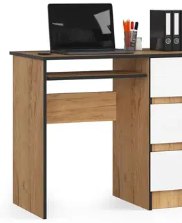 Písacie stoly Moderný písací stôl PEGAS90P, dub Craft biely
