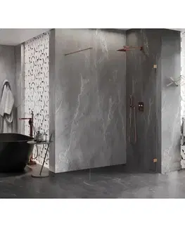 Sprchové dvere MEXEN/S - Lunar Sprchová zástena WALK-IN pravá 80 x 200, transparent 8 mm, meď kartáčovaná 830-080-000-65-00-P