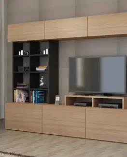 Obývacie steny TV skrinka / Obývacia stena Sasa - Teak, Black