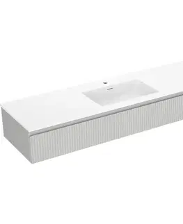 Kúpeľňový nábytok MEXEN/S - Rivel kúpeľňová skrinka 160 cm s umývadlom Otis, 1 šuplík, reliéf, šedá mat/biela mat 91A20-16023-1-BF62-W18M01