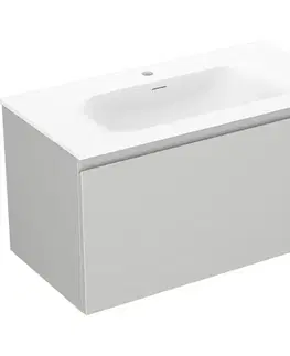 Kúpeľňový nábytok MEXEN/S - Orio kúpeľňová skrinka 90 cm s umývadlom Vela, 1 šuplík, sivá mat/biela mat 91A10-09047-1-BF62-W23M01