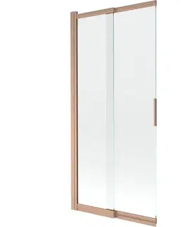 Sprchové dvere MEXEN - Fox vaňová zástena 2-krídlová przesuwny 85 x 150, transparent, meď kartáčovaná 891-085-002-65-00