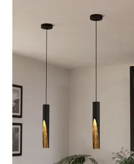 Svietidlá Eglo 900872 - LED Luster na lanku BARBOTTO 1xGU10/4,5W/230V čierna/zlatá 900872