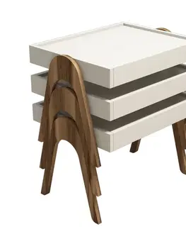 Konferenčné stolíky Sada odkladacích stolíkov (3 kusy) Roma - Walnut, Cream