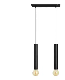 Svietidlá  Luster na lanku TUBA 2xE27/15W/230V čierna W-L 1117/2 BK