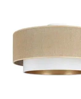 Svietidlá  Stropné svietidlo SARTA 1×E27, 60 W, 230 V, priemer 45 cm, biela/juta H0188