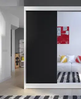 Šatníkové skrine Šatníková skriňa KAMEL 1 biela/ čierna