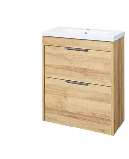 Kúpeľňový nábytok Mereo Vigo, kúpeľňová skrinka s keramickým umývadlom 61 cm, dub Riviera CN321