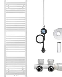 Doplnky do kúpeľne CERANO - Kúpeľňový radiátorový set Lincoln - kombinované vykurovanie, wifi tyč - stredové pripojenie 50 mm - 300W - biela lesklá - 1600x500 mm CER-663394