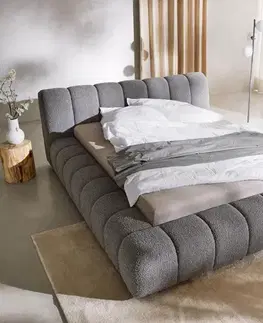 Čalúnené postele DELIFE Čalúnená posteľ Cutio 140x200 cm bouclé strieborno sivá