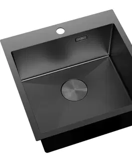 Kuchynské drezy MEXEN MEXEN - Solix oceľový drez 1-bowl 500 x 500 mm, čierna 6407501000-70