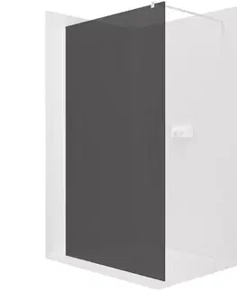 Sprchové dvere CERANO - Sprchová zástena Walk-in Onyx Round Ľ/P - 8 mm - guľatá vzpera - biela matná, grafitové sklo - 30x200 CER-8050BD7938