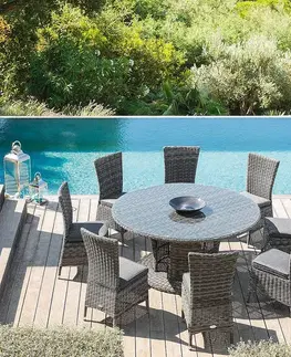 Záhradné zostavy DEOKORK Ratanová zostava jedálenská BORNEO LUXURY 1+8 (sivá)