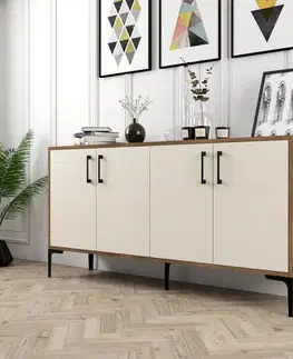 Komody Konzolový stolík Kiev 160 - Walnut, Cream