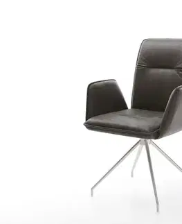 Jedálenské stoličky DELIFE Jedálenská stolička Vinja-Flex mikrovlákno antracitová vintage krížová podstava zúžená nerezová oceľ