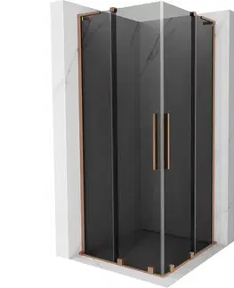 Sprchovacie kúty MEXEN/S - Velar L Duo sprchovací kút, posuvné dvere 90 x 90, grafit, meď kartáčovaná 871-090-090-02-43-65