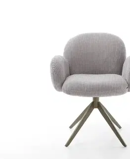 Jedálenské stoličky DELIFE Jedálenská stolička Nube-Flex s opierkami manšester strieborno sivá krížová podstava široká titánová farba 360° otočný vrecková pružina