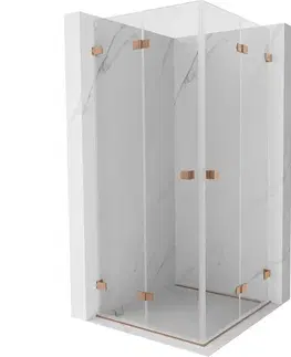 Sprchovacie kúty MEXEN/S - Lunar-F Duo sprchovací kút skladacie dvere 95 x 95, transparent, meď kartáčovaná 836-095L-095P-65-00