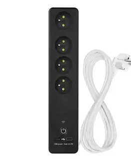 LED osvetlenie  Chytrá predlžovačka GoSmart 4Z 2m Wi-Fi s vypínačom + USB-A + USB-C P1412SM