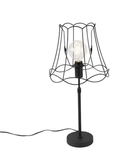 Stolné lampy Stolná lampa čierna s rámovým tienidlom 30 cm nastaviteľná - Parte