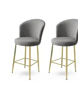 Barové stoličky Bar Stool Set (2 Pieces) Alte - Grey, Gold