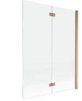 Sprchové dvere MEXEN - MIST vaňová zástena 130x150 cm 6mm 2-s, meď kartáčovaná, číra, pravá 8A9-130-002-65-00-P