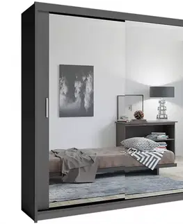 Spálňové šatníkové skrine Skriňa Lux 203 Šedá  + 2 x Zrkadlo