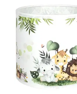 Lampy BRILAGI - Univerzálne tienidlo BOBO E27, priemer 15 cm, biela/zelená/džungľa 757526
