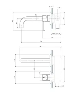 Kúpeľňové batérie OMNIRES - Y podomietková umývadlová batéria, nástenný prvok, lesklý chróm Y1215HROCR