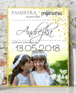 Tabuľky s venovaním (darčeky) Darček pre deti - Pamiatka na prvé sväté prijímanie s fotkou - tabuľka na stenu