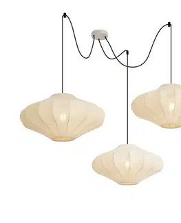 Závesné svietidlá Japandi závesná lampa béžová 50cm 3-svetelná - Plu