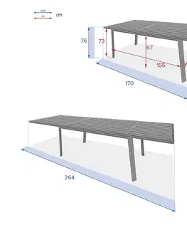 Kovové záhradné jedálenské zostavy Hliníková zostava ALORA 1+10 (šedo-hnedá)