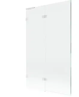 Sprchové dvere MEXEN/S - Lunar L vaňová zástena 2-krídlová ľavá 110 x 150, transparent, biela 897L-110-100-20-00-L