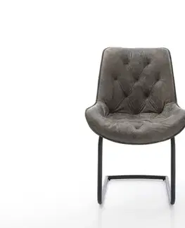 Jedálenské stoličky DELIFE Jedálenská stolička Taimi-Flex mikrovlákno sivá vintage jedálenská stolička okrúhla čierna