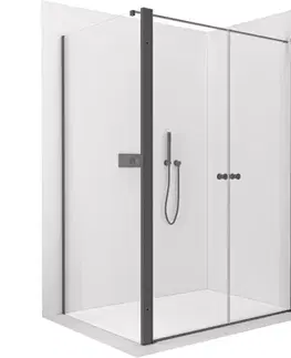 Sprchovacie kúty CERANO - Sprchovací kút Antelo L - Ľ/P - 6 mm - čierna matná, transparentné sklo - 108x30 - otočný CER-666268