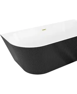 Vane MEXEN/S - Oris voľne stojaca vaňa nástenná reliéf 170 x 80, biela/čierna, sifón a prepad zlatá kartáčovaná 52871708075-55