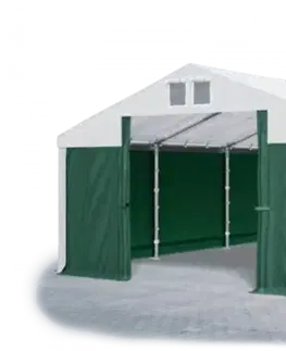 Záhrada Skladový stan 5x10x2,5m strecha PVC 560g/m2 boky PVC 500g/m2 konštrukcie ZIMA PLUS Bílá Zelená Bílá