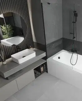 Sprchové dvere MEXEN/S - Vega obdĺžniková vaňa 160 x 70 cm s panelom + vaňová zástena 90, transparent, čierna 550116070X9509000070