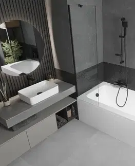 Sprchové dvere MEXEN/S - Vega obdĺžniková vaňa 180 x 80 cm s panelom + vaňová zástena 50, transparent, čierna 550118080X9505000070