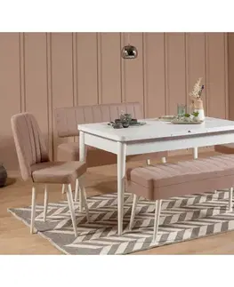 Jedálenské sety Jedálenský set s rozkladacím stolom a stoličkami (5 kusov) Vina 0900 - 4 - White, Stone