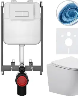 Záchody CERANO - Kompletný WC set Basic/Cesso - biela lesklá - WC tlačidlo Modulo/Biela - na zamurovanie - 49x36 CER-8050BD86001