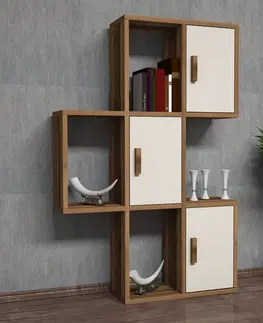 Regály Nástenná polica Flora - Walnut, Cream