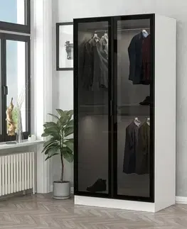 Šatňové skrine Šatníková skriňa Kale Glass Black - 190