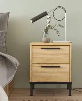 Nočné stolíky Nočný stolík na nožičkách LEVY 24, dub Left/čierna