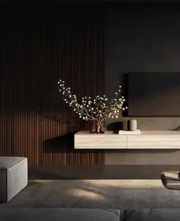 Televízne stolíky DELIFE TV stolík Cuor 200 cm keramika Laminam® Travertino Bianco krémovo biela 1 výklopné dvierka 1 zásuvka závesné