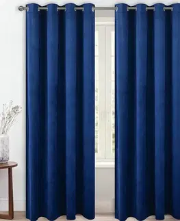 Závesy do spálne Záves na priechodkách AMELIA YC13018/230G/M2/7/140X250 tmavomodrý